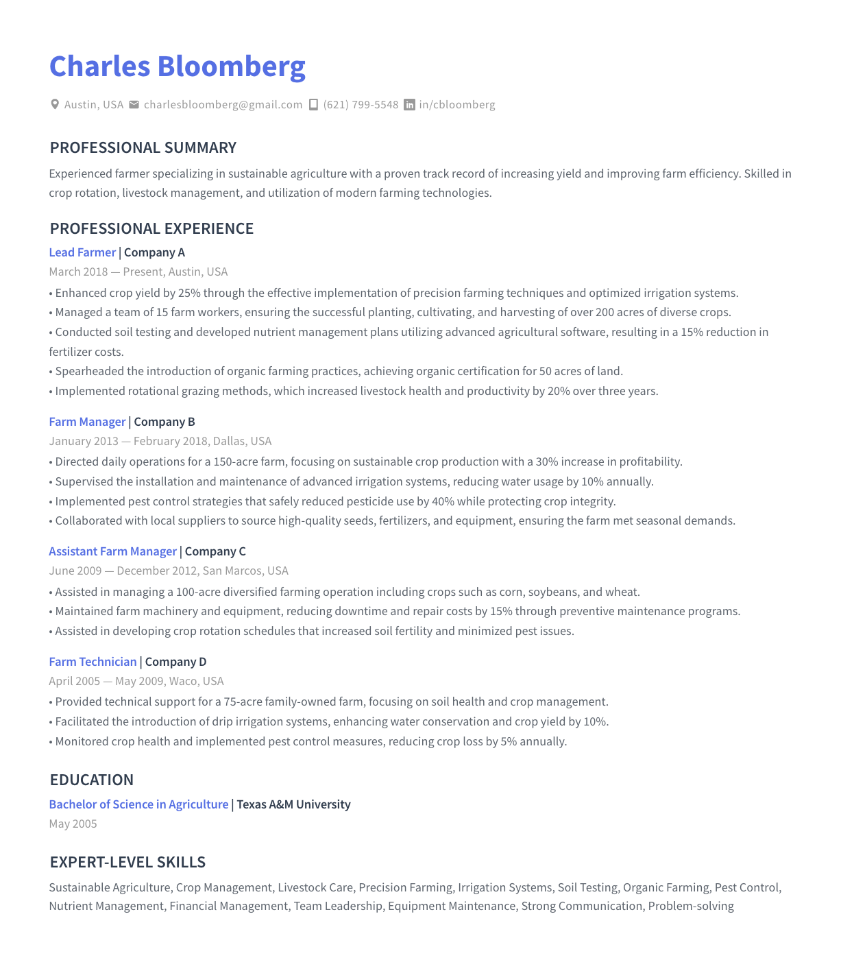 Farmer Example for 2023 Rezi Ai